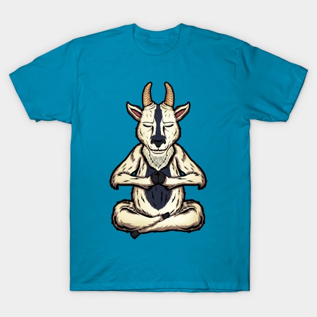 goat animal yoga cute and funny meditation namaste T-Shirt by the house of parodies
